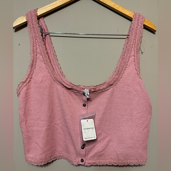 FREE PEOPLE INTIMATELY FREE NWT Smoke Rose Ribbed Crop Tank Top - Picture 2 of 6